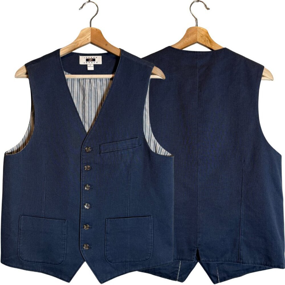 Joseph Abboud Vest Men's Small Blue Preppy Designer Business Casual Button Up